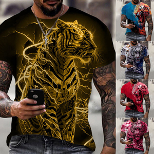 T-shirt da <span class=keywords><strong>uomo</strong></span> a maniche corte in maglia con stampa grafica <span class=keywords><strong>tigre</strong></span>, girocollo, stile streetwear, stampa 3D, traspirante ed ecologica, spedizione gratuita - Product Image 2