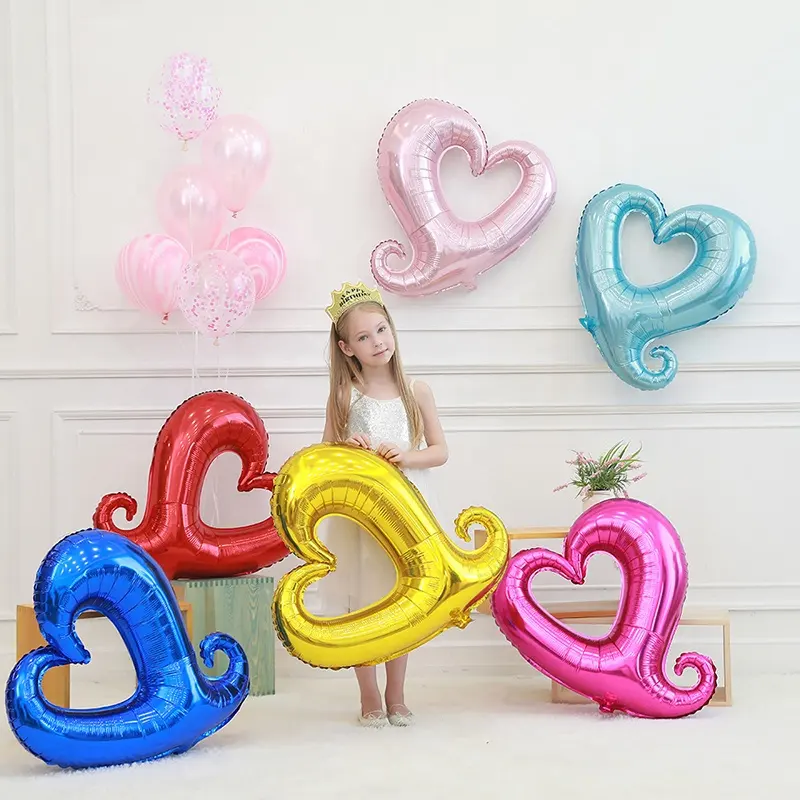 Inflatable 18 Inch Hook Bentuk Hati Cinta Balon Pernikahan dan Valentines Day (Hari Valentine) Globos Dekorasi Pesta Balon Foil