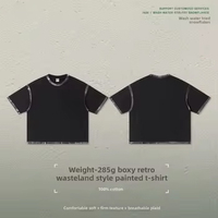 Camiseta Personalizada con Cuello Redondo y Costuras en Contraste, 285 g/m², Algodón Peinado, Corte Cuadrado, para Hombre