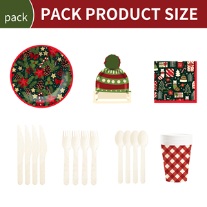 DAMAI Christmas Customized Red Flower and Green Christmas Tree Pattern Party Tableware Set Disposable Christmas Paper Plates - Product Image 6