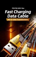 Câble de charge rapide USB 3.0 PD 65W 4-en-1 multi-téléphones avec affichage de la tension, gaine TPE, longueur 1m, pour utilisation en voiture (vente en gros)