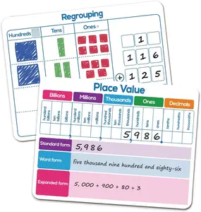 Groothandel Aangepaste 9 "X 12" Dubbelzijdig Droog Wissen Borden Plaats Waarden Voor Kinderen Onderwijs