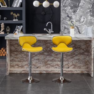 DB Masaccio Ensemble de 2 tabourets de bar pivotants contemporains réglables, cadre en métal jaune, meubles de bar pour la maison - Product Image 4