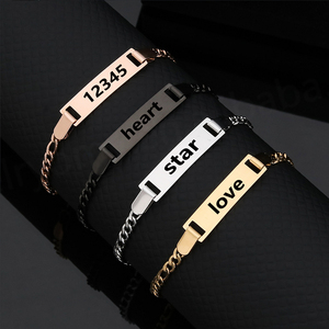 Bracelet pour enfants en acier inoxydable réglable, personnalisable, gravable, avec inscription personnalisée, bijoux DIY - Product Image 1