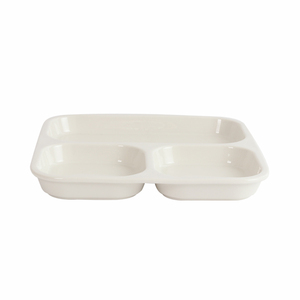 White Colorful Glazed Sections Divided Rectangle <strong>Ceramic</strong> Compartment Plates Dinner Serving <strong>Tray</strong> for Hotel Restaurant - Product Image 1