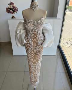 LM A863 Robe de soirée sirène blanche de luxe pour femmes saoudiennes, occasion de mariage 2025 - Product Image 3