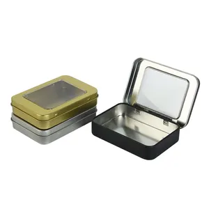 Silver Black Gold Hair Clip Container Rectangle Jewelry Ring Key Packaging Custom Small Tin Box With Hinge Lid