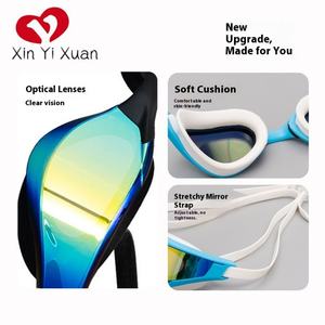 Lunettes de natation universelles pour adultes en silicone anti-buée avec lentilles en polycarbonate, modèle électro-plaqué XF100, course professionnelle - Product Image 3