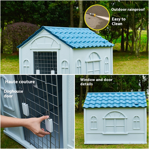 Cage à <span class=keywords><strong>chien</strong></span> carrée en plastique moderne, ventilée, imperméable, toutes saisons, grande <span class=keywords><strong>maison</strong></span> de <span class=keywords><strong>chien</strong></span> d'extérieur avec toit durable pour animaux de compagnie Tim - Product Image 5