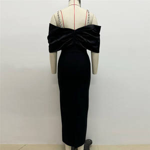 Vestido Maxi con cuello cuadrado, vestido de cena con diamantes de imitación, ajustado para cena, fiesta de cumpleaños, evento - Product Image 3