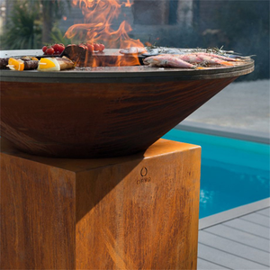 Barbecue au bois Plancha en acier Corten pour jardin et cuisine - Product Image 3