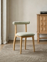 Chaise de salle à manger nordique en bois massif, style français moderne vintage, dossier en bois massif, revêtement en velours, chaise Wabi-sabi pour hôtel