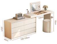 2025 nouveau modèle en bois massif rabattable coiffeuse crème Style poitrine tiroirs maquillage intégré Simple moderne chambre salon
