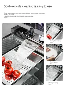 <span class=keywords><strong>Grifo</strong></span> de cascada con pantalla Digital de ranura única grande Nano plateado, fregadero de cocina, dispensador de jabón, arandela de taza, <span class=keywords><strong>grifo</strong></span> puro multifuncional - Product Image 2