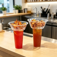 Gobelets en plastique écologiques de 90 mm à prix d'usine avec couvercles, gobelets jetables transparents en PP pour café, lait, thé avec plateau à collation pour événements cinématographiques