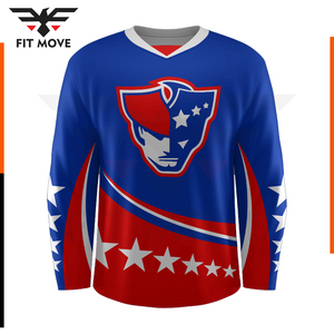 Maillot de hockey sur glace personnalisé à manches longues unisexe Vêtements de sport surdimensionnés pour adultes Service OEM d'entraînement pour sublimation du nom de l'équipe - Product Image 4