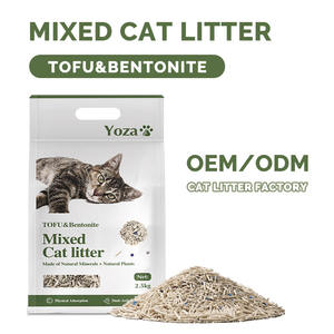 Litière pour chats en bentonite et tofu, mélange de plantes, couleurs variées (rouge, rose, bleu, vert, gris), design gratuit - Product Image 1