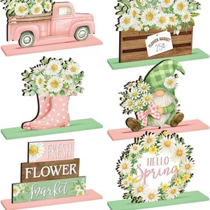 Cross-border <b>Spring</b> Daisy Layered Tray <b>Decoration</b> Farmhouse Wooden Countryside Floral Dwarf Wreath Desktop Sign - Product Image 1
