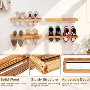 Wooden Single Layer <b>Shoe</b> <b>Rack</b> Solid Wood <b>Wall</b> Mounted Space Saving Storage For Entryway Home Use - Product Image 2