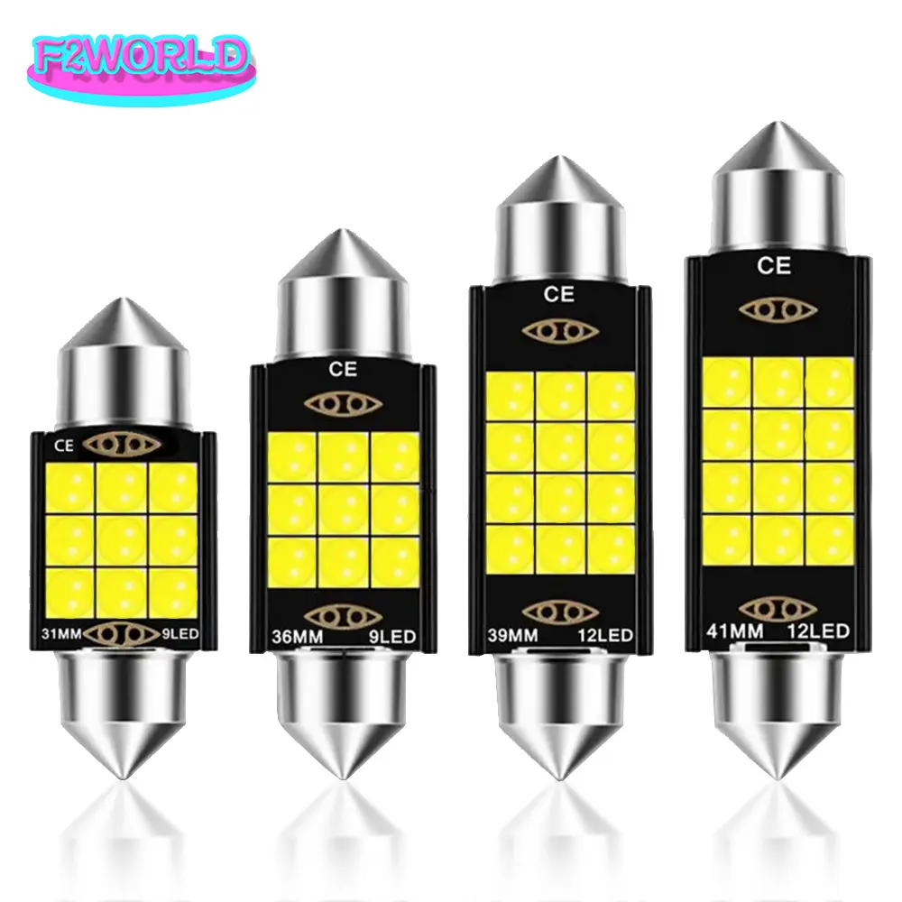 Festoon หลอดไฟ LED สำหรับรถยนต์9SMD C5W LED สีขาว Canbus ข้อผิดพลาดฟรีภายในรถโดมหลอดไฟป้ายทะเบียนแผนที่ประตู