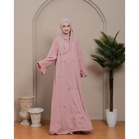 Abaya Modeste à Motif Nœud en Dentelle, Mode Aïd, Abaya de Dubaï, Vêtements Islamiques pour Femmes, Abaya Fermée, Robe Musulmane pour Mariages et Fêtes d'Été