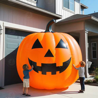 Ballon gonflable géant en PVC en forme de citrouille d'Halloween avec ventilateur intégré, installation facile, décoration extérieure 1 an, lumières LED pour fête et festival