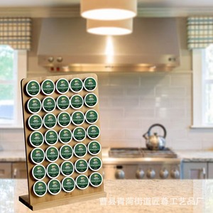 Estante de exhibición para cápsulas de café de bambú, soporte de almacenamiento de madera para uso en la cocina, diseño moderno y sencillo Jz 522 - Product Image 1