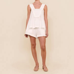 Ropa de dormir sin mangas para mujer Camiseta sin mangas de verano Venta al por mayor 100% Conjunto de pijamas de algodón Pijamas para mujer - Product Image 5