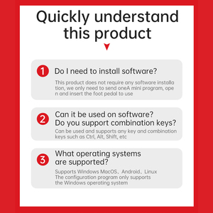 FS-01 पैर पेडल स्विच pvc प्लास्टिक शेल यूएसबी, इयरफ़ोन, डीसी प्लग विंडोज मल्टी सिस्टम संगतता - Product Image 6