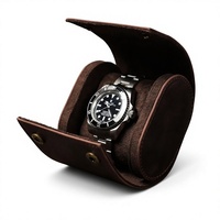 Eonluxe Boîte de rangement et de présentation pour montre unique à 1 emplacement, en cuir Crazy Horse, amovible, portable et idéale pour le voyage, NOUVEAU