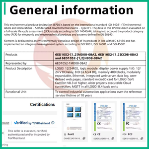 Nuovissimo Controllore PAC per Applicazioni di Protezione LOGO! Programmazione 6ED1052-1HB08-0BA1 Alimentatore DC di Uscita 6ED1052-1HB08-0BA2 - Product Image 3