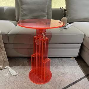 कॉफी कंसोल के लिए गर्म गुलाबी ऐक्रेलिक कैफे टेबल फर्नीचर सेट बेडसाइड वैलेंटाइन के दिन उपहार प्रदर्शन रैक - Product Image 6