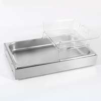 Support en acier inoxydable présentoir pour aliments comptoir ensemble buffet pleine grandeur avec couvercle pour ustensiles de cuisson en plastique transparent avec casserole