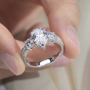 MSR-1378 14K White Gold 1.9CT Pear Cut IGI Lab Grown <b>Diamond</b> <b>Ring</b> Wedding Engagement <b>Ring</b> - Product Image 2