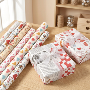 Papel de Regalo Navideño de Papel Reciclado y Reutilizable, Venta al por Mayor de Fábrica, 50x70cm, de una Sola Cara, Alta Calidad, Decorativo - Product Image 5