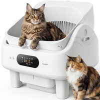 Bac à litière pour chat automatique intelligent à nettoyage automatique, anti-pincement, 10 capteurs de sécurité, écran LED, contrôle des odeurs, WiFi 5G/2.4G, blanc, ABS/PP