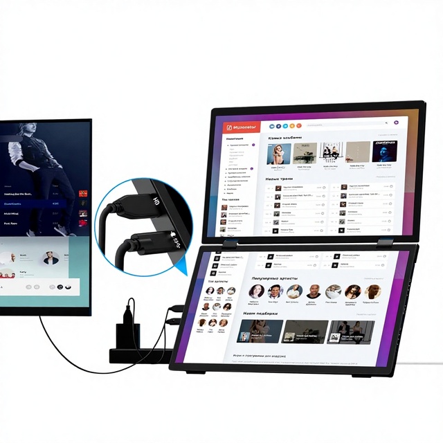 Dual 15.6" FHD IPS LED Portable Monitor for Laptop USB-C Plug and Play Extend/Mirror/Split Mode Bulk Pricing for Resellers