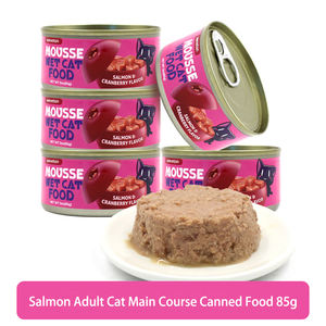 Todas las etapas Múltiples sabores Salmón Completo Gato adulto Plato principal Alimentos enlatados Nutrición 85g Lata <span class=keywords><strong>de</strong></span> comida húmeda básica para mascotas para gatos - Product Image 4
