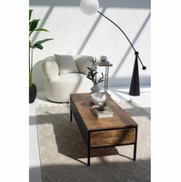 Table basse en bois de manguier massif fabriquée à la main avec deux tiroirs Design esthétique pour salon chambre ou hôtel Durable Unique