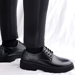 Scarpe da <span class=keywords><strong>Uomo</strong></span> in Vera Pelle Estive Traspiranti con Lacci Stile Britannico Punta Larga Casual Nere Formali per Matrimonio - Product Image 6