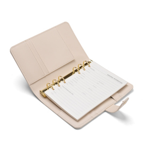 Carnet à feuilles mobiles A5 A6 rechargeable en similicuir avec reliure à anneaux, six anneaux métalliques à logo gaufré, agenda professionnel - Product Image 2