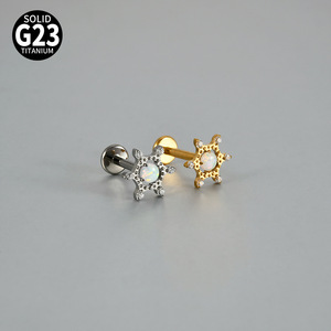 <span class=keywords><strong>Piercing</strong></span> F136 G23 en Titane Exquis avec Opale Flocon de Neige et Zircon Cubique Incrusté, à Filetage Interne, à Dos Plat, pour Oreille, Lèvre, Nez, Bijou de <span class=keywords><strong>Piercing</strong></span>, Cadeau de Fête - Product Image 2