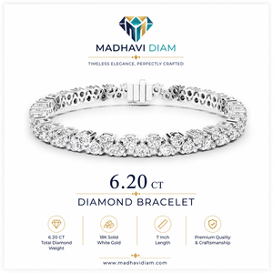 6.20 CT Round Lab Grown Diamond Tennis Bracelet | 14K/18K <b>Solid</b> <b>Gold</b> 7 Inch Classic Collet Set Linear Link Bracelet - Product Image 1