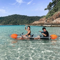 Kayak transparent en polycarbonate, directement de l'usine, canoë PC cristallin incassable, bateau à fond transparent pour le tourisme en station balnéaire