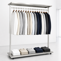 Présentoir à vêtements roulant en acier inoxydable robuste pour la vente en gros