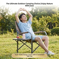 Ensemble table et chaise de camping pliantes style glamping d'extérieur, grande taille, en acier carbone respirant, pliable et portable pour l'extérieur