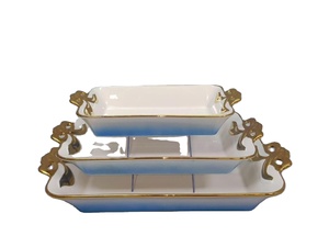 Plat de service personnalisé, assiettes marocaines, bord doré, assiettes en céramique blanches simples - Product Image 6