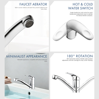 Robinet de cuisine monocommande moderne en laiton pour eau froide, à poser sur plan