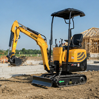 Mini-excavatrice compacte de 1 tonne avec chenilles en acier et tarière pour utilisation en vignoble