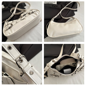 Sac à main de luxe en cuir PU pour femme, petit sac sous le bras, style motard, prix abordable, fabriqué en Chine - Product Image 5